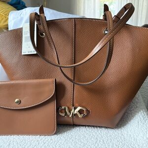 Michael Kors Tan Leather Tote with Gold Accents